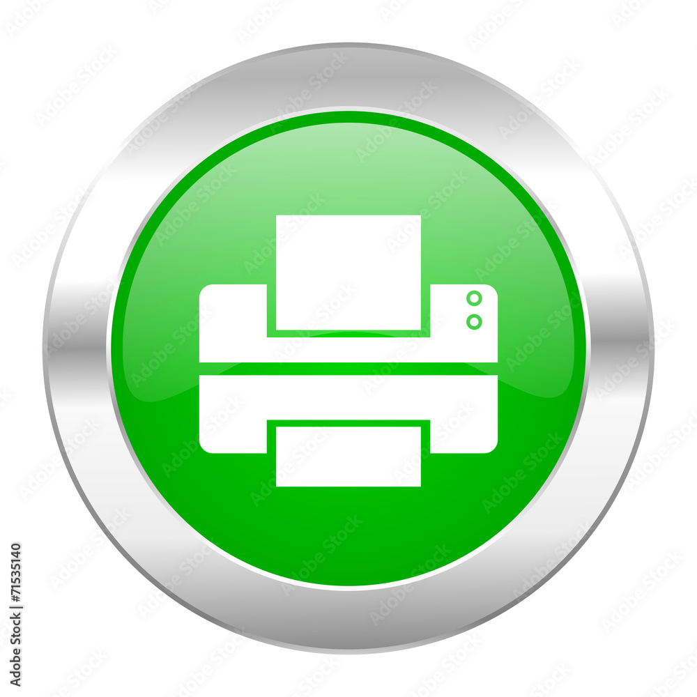 printer green circle chrome web icon isolated printer green circle chrome web icon isolated