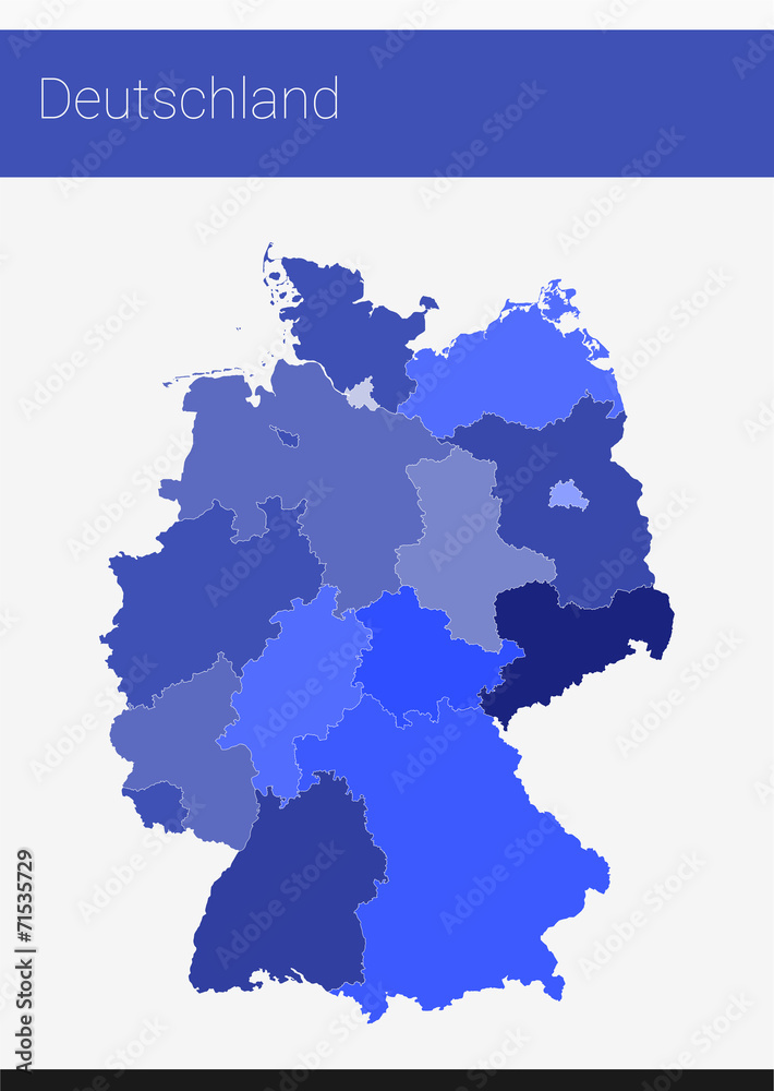 Karte Deutschland inkl. Bundesländer | Blau