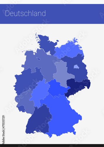 Karte Deutschland inkl. Bundesländer | Blau