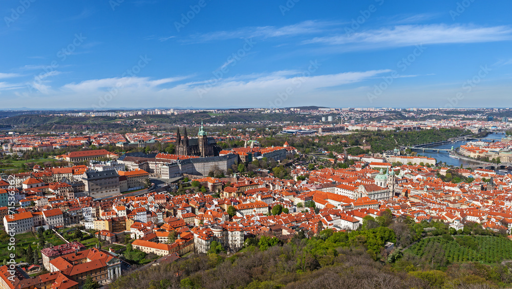 Aerial view of Hradchany the Saint Vitus Cathedral