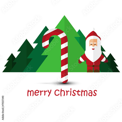 Modern flat Christmas background with Santa Claus