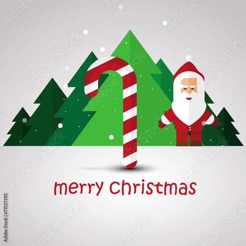 Modern flat Christmas background with Santa Claus