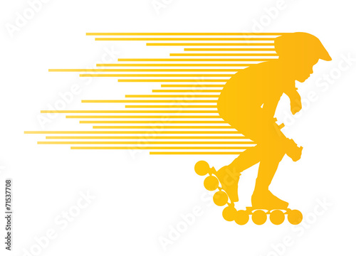 Roller skating silhouettes vector background winner concept
