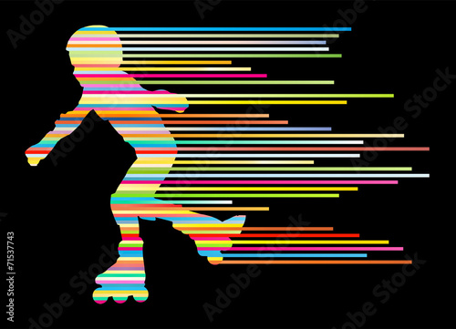 Roller skating silhouettes vector background winner concept