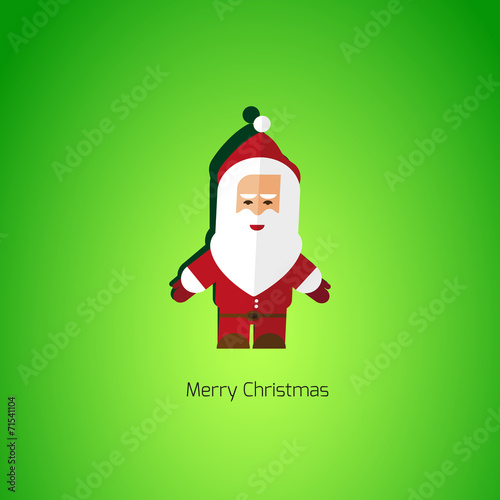 Modern flat Christmas background with Santa Claus