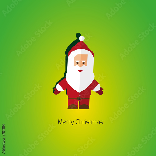 Modern flat Christmas background with Santa Claus