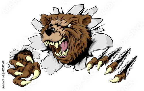 Bear ripping through background