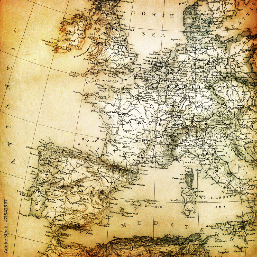 Ilustracja Stock: Vintage French Map | Adobe Stock