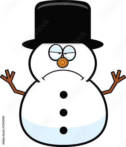 Cartoon Snowman Grumpy