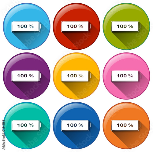 Round icons with fully charged batteries