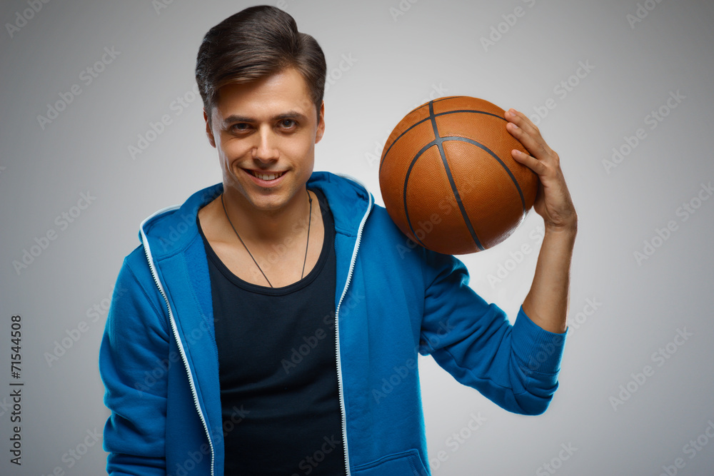 Portrait of a young man basketball player