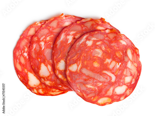 sliced chorizo salami photo