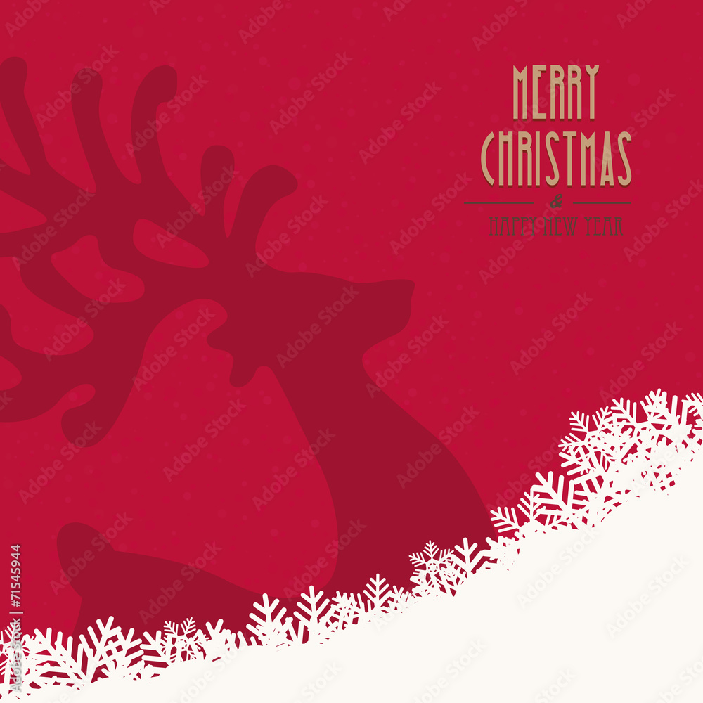 reindeer merry christmas snowy background