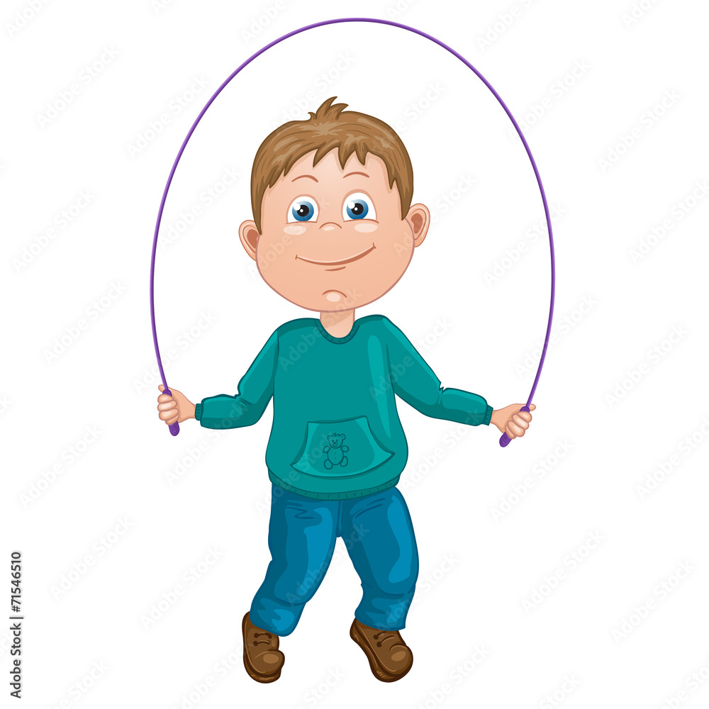 Cartoon illustration of a boy jumping rope Cartoon illustration of a boy jumping rope