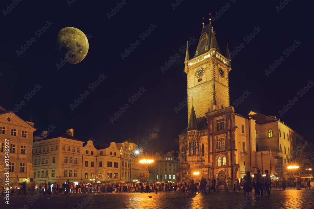 Prague Old Town Hall at Night