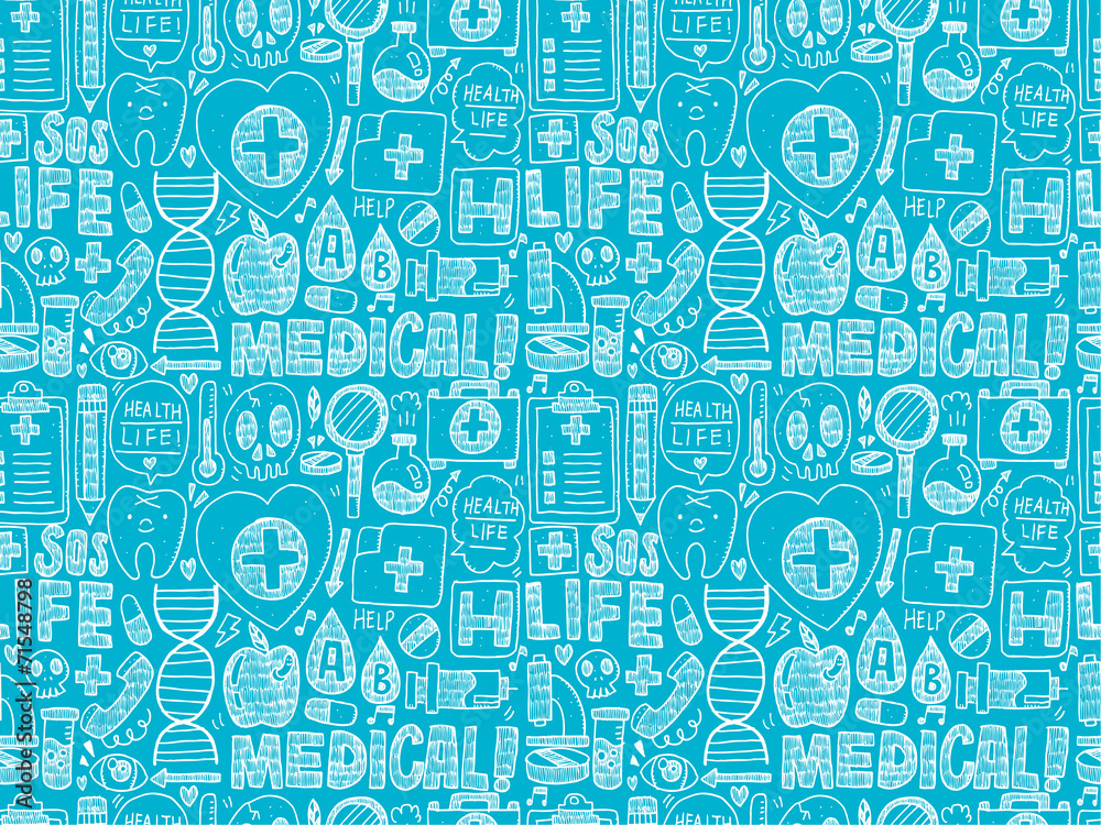 seamless doodle medical pattern