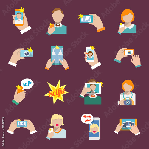 Selfie icons flat