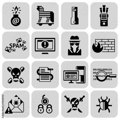 Hacker icons set black