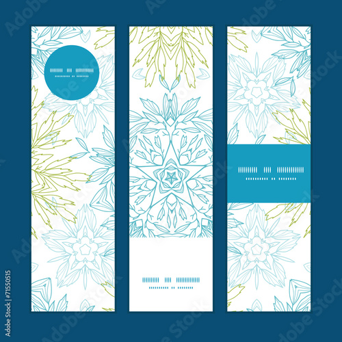 Vector abstract plants mandalas vertical banners set pattern