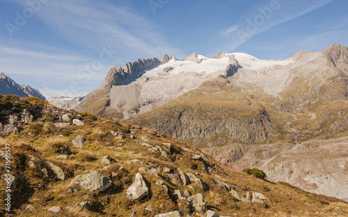 Riederalp, Bergdorf, Alpen, Fusshörner, Aletsch, Herbst, Schweiz photo