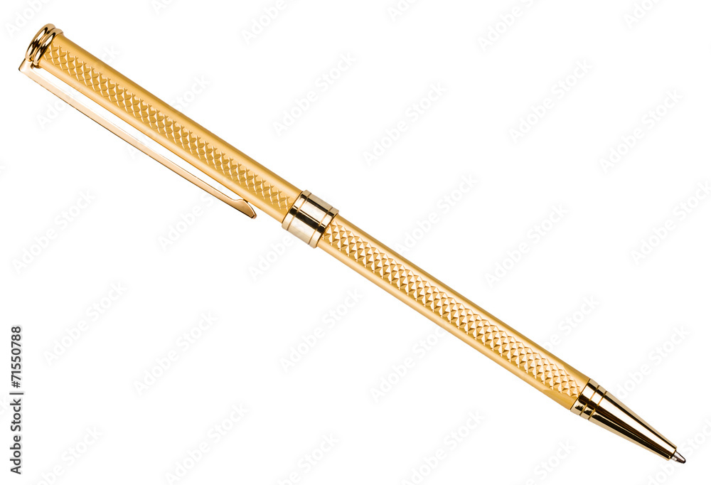The image of yellow pen isolated on white background The image of yellow pen isolated on white background