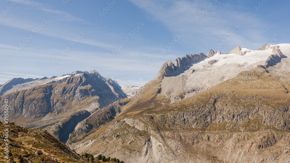 Riederalp, Bergdorf, Fusshörner, Massaschlucht, Schweiz Riederalp, Bergdorf, Fusshörner, Massaschlucht, Schweiz