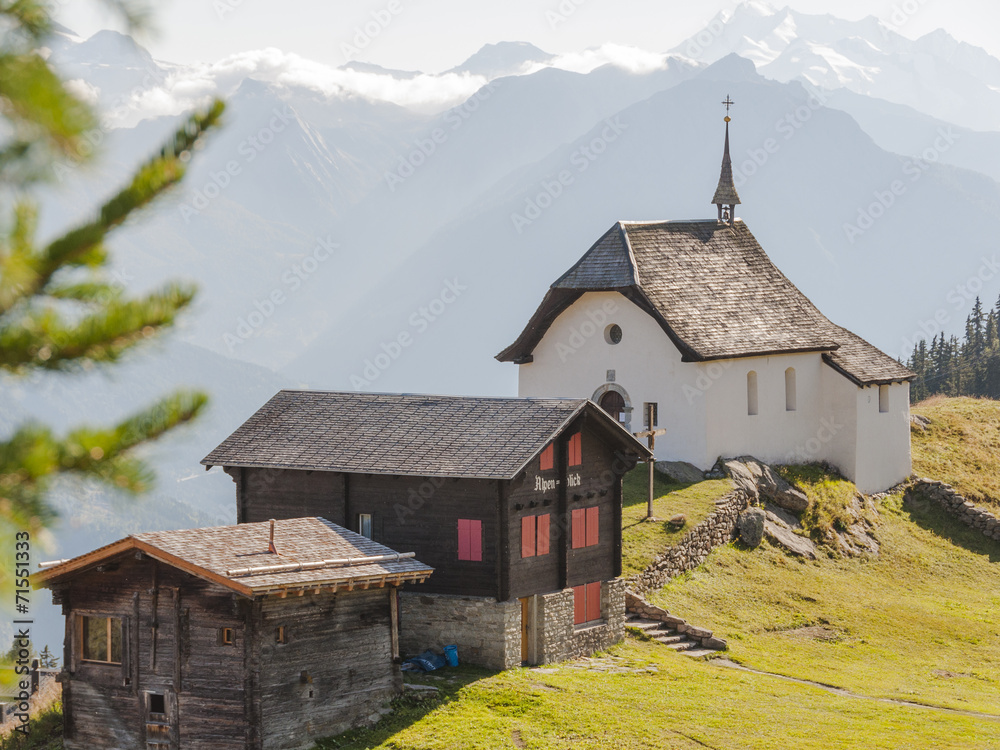 Bettmeralp, Feriendorf, Aletschgletscher, Kapelle, Schweiz