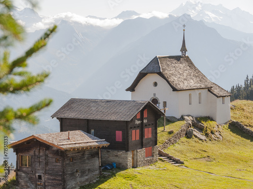 Bettmeralp, Feriendorf, Aletschgletscher, Kapelle, Schweiz photo