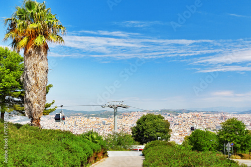 Panorama on Barcelona city from Montjuic castle.Catalonia.Cablew