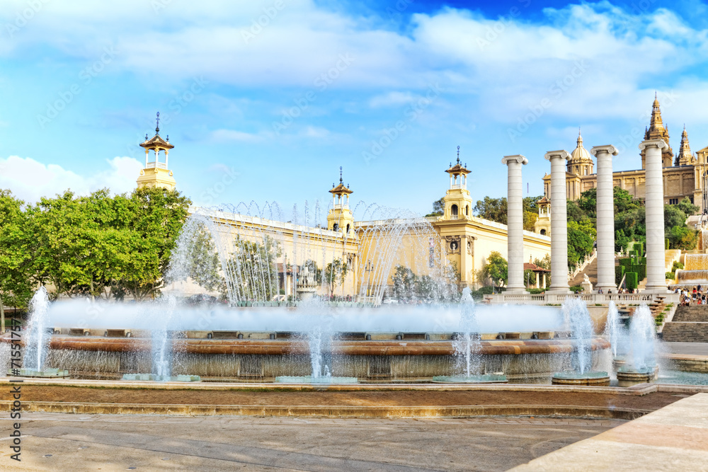 Fountain of Montjuic and Plaza de Espanya. Barcelona
