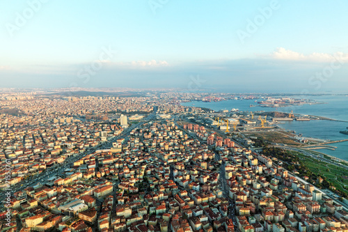 View on Istambul from airplane near Airport.Turkey