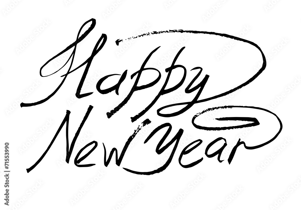 sketch happy new year hand lettering