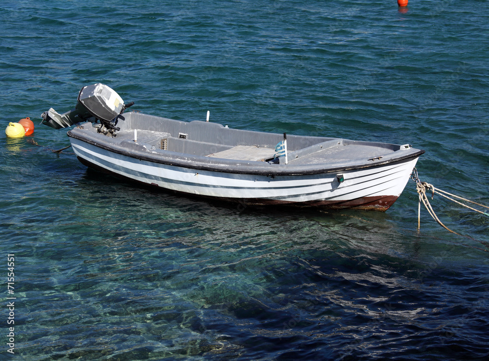 Naklejka premium Fishing Boat and Mediterranean Sea
