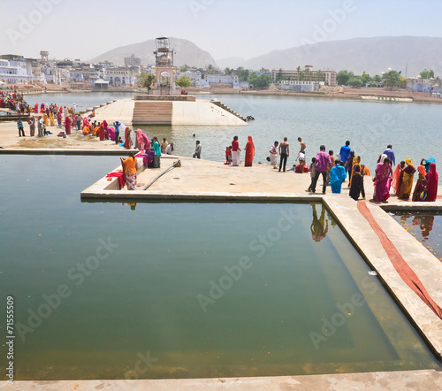 A sacred place for indusov- city and the lake of Pushkar, India photo