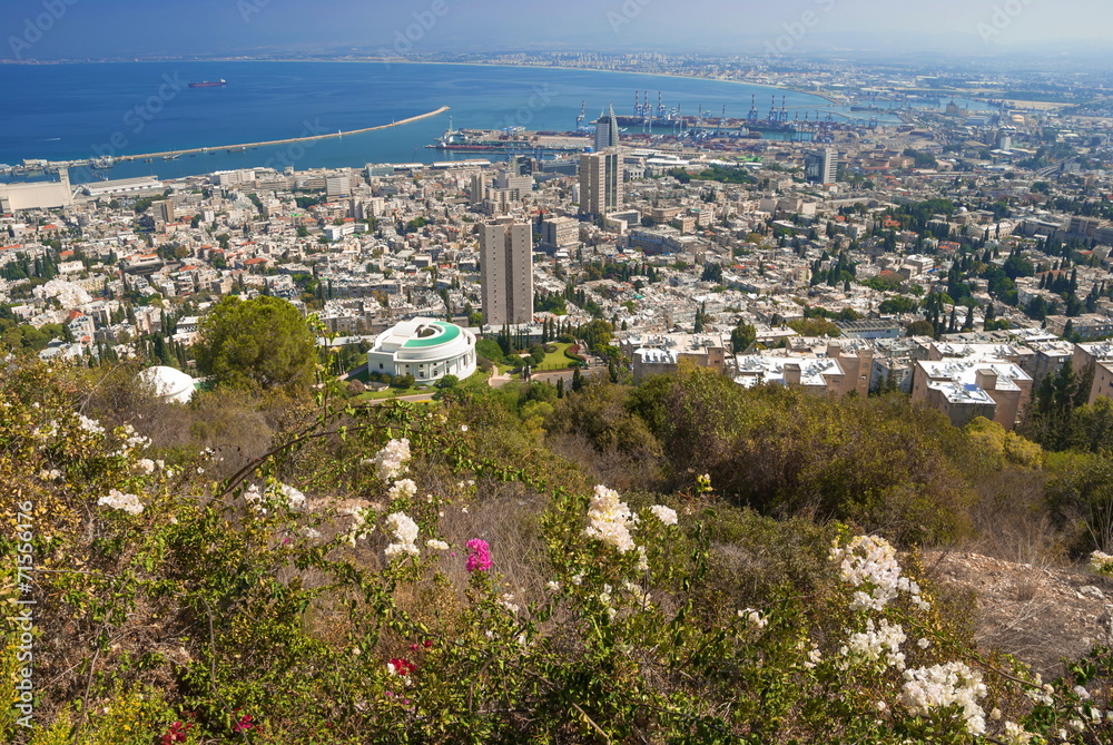 View of the city and the port of Haifa in Israel