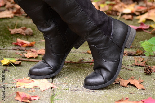 Women's black boots with a small heel