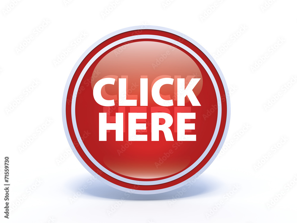 Click here circular icon on white background Click here circular icon on white background