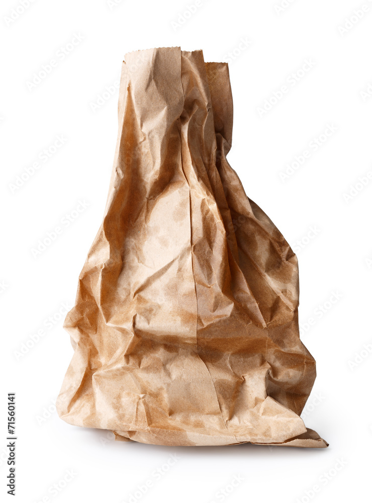 Crumpled paper bag with grease spots Stock Photo | Adobe Stock
