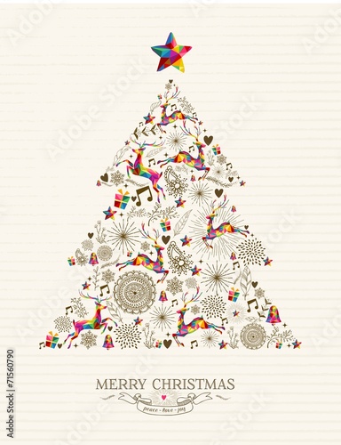 Vintage Christmas tree greeting card
