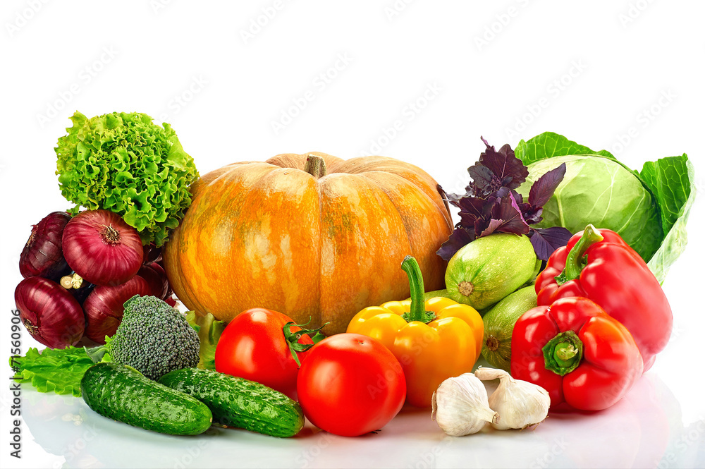 collection fruits and vegetables isolated on a white background collection fruits and vegetables isolated on a white background