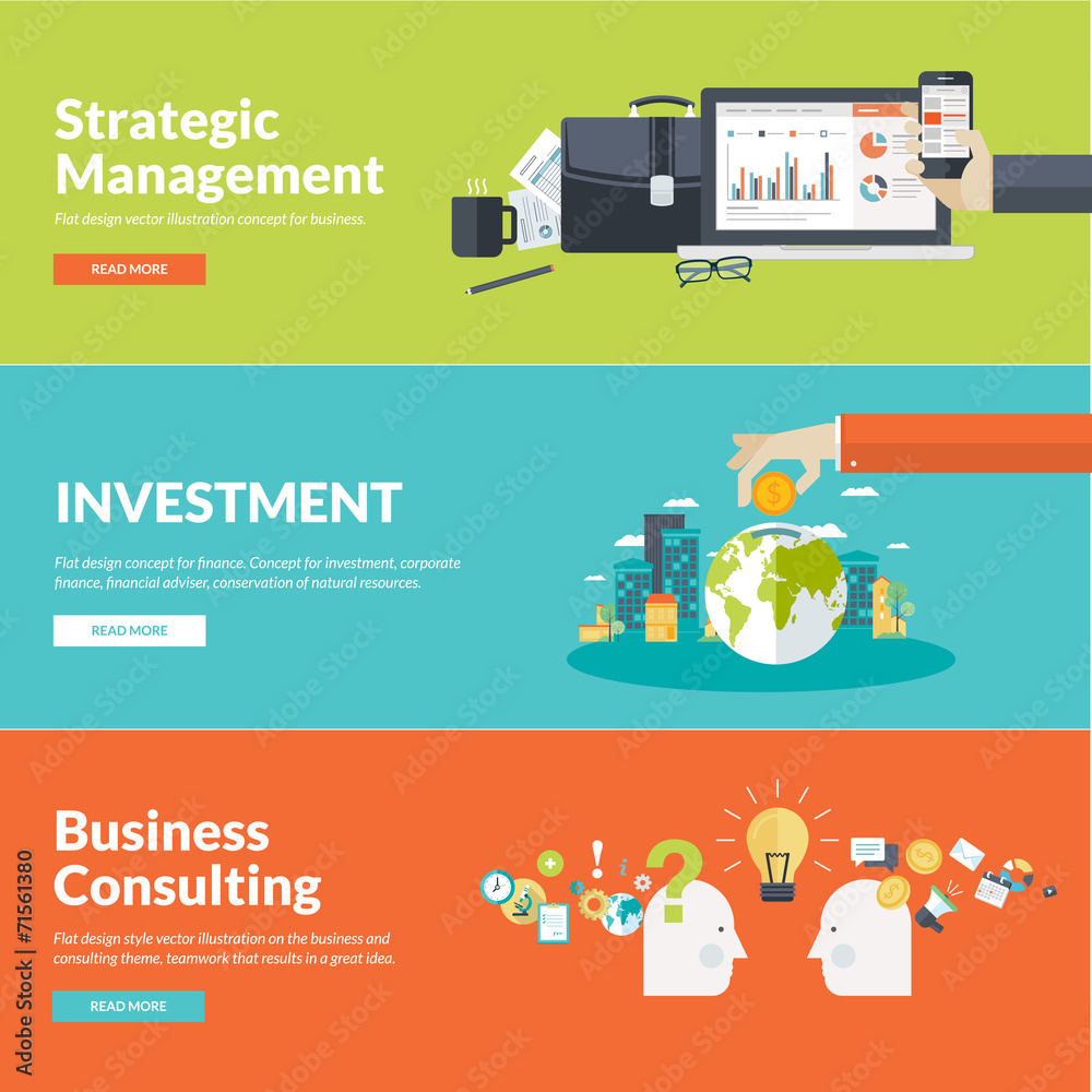 Flat design concepts for business and finance - obrazy, fototapety, plakaty 