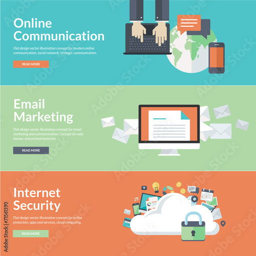 Flat design concepts for internet communications
