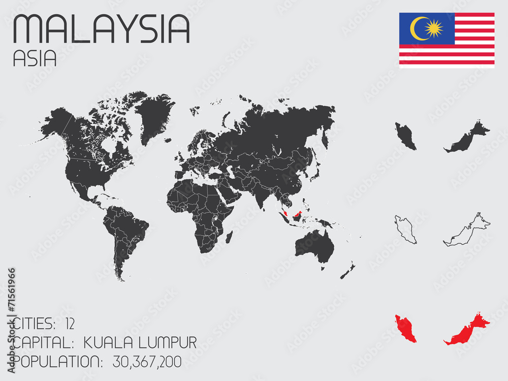 Naklejka premium Set of Infographic Elements for the Country of Malaysia