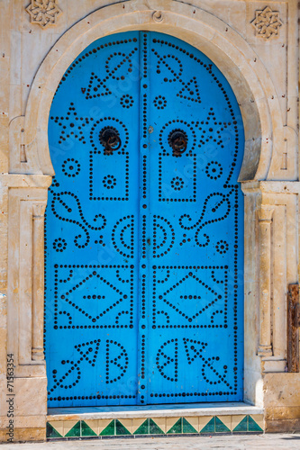Typical local door of traditional home; Tunis; Tunisia