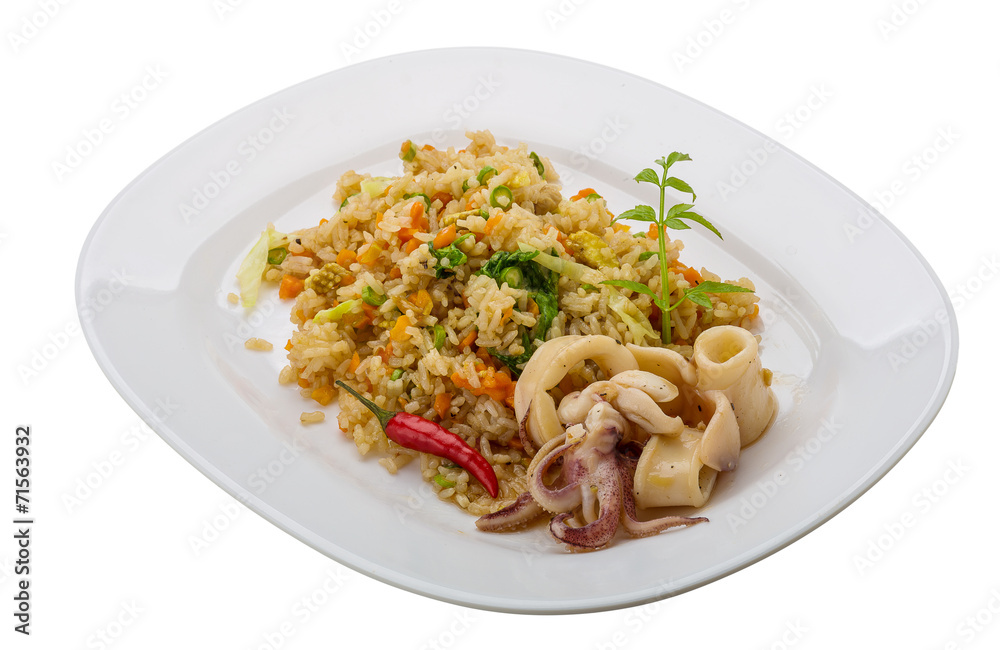 Fried rice with calamari