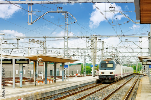 Modern high speed train at the railways stantion.