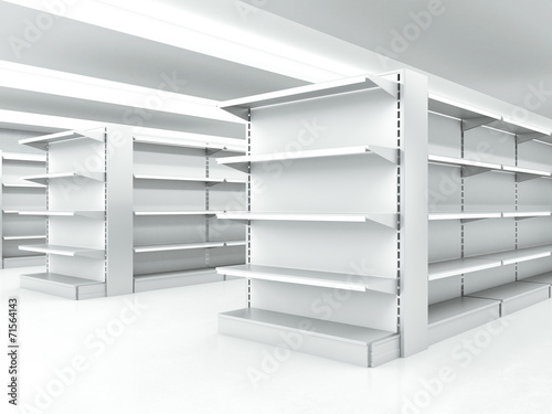 white clean shelves