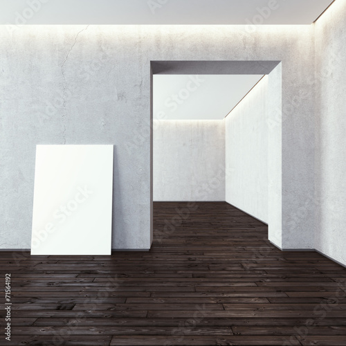 White blank frame in modern gallery