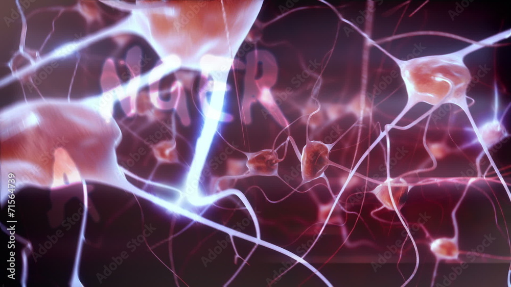 Negative emotions: Zoom through eye into brain / neuron activity