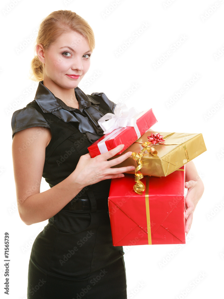holidays love happiness concept - girl with gift boxes holidays love happiness concept - girl with gift boxes